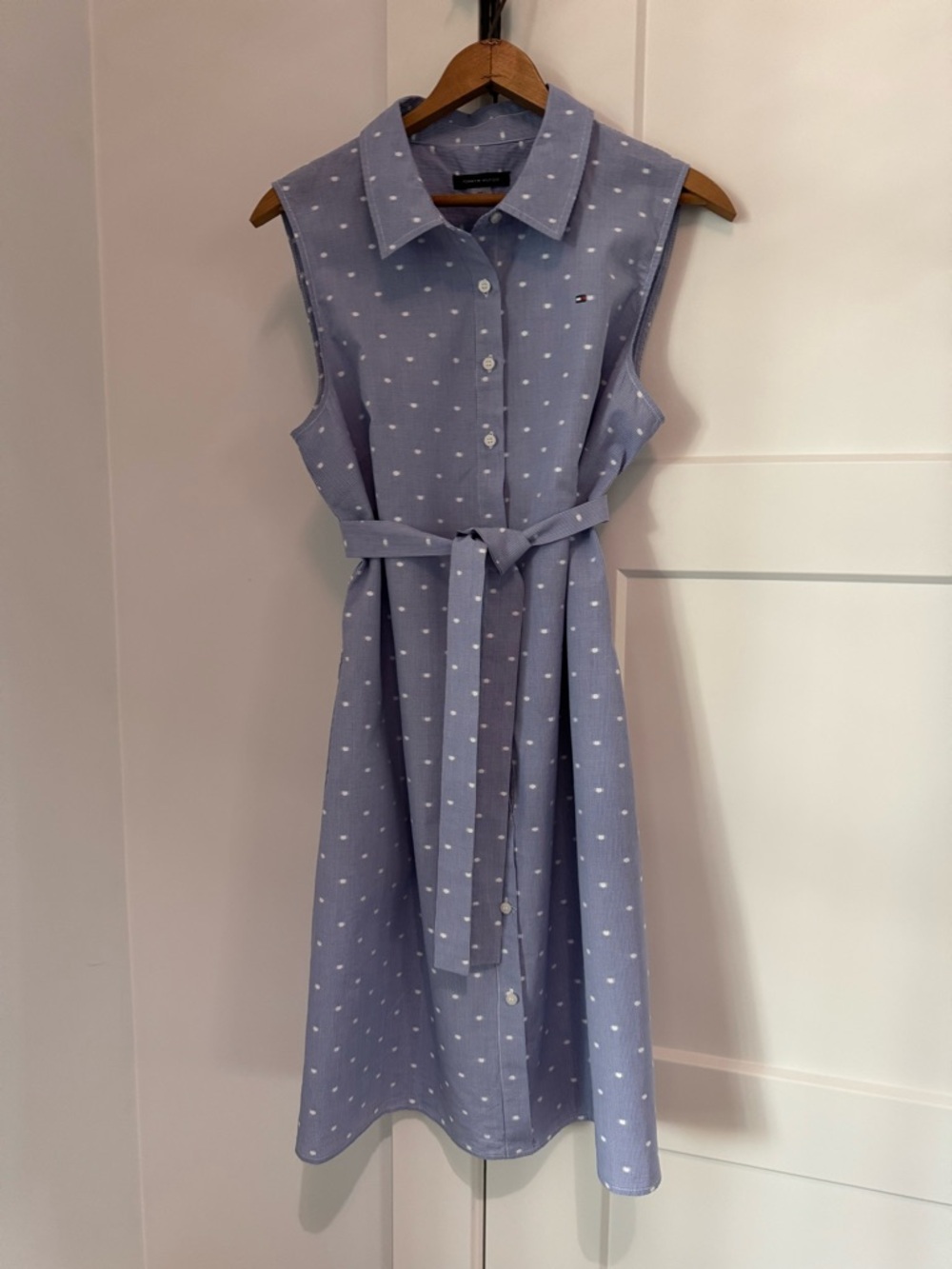 Tommy Hilfiger Light Blue Polka Dot Sleeveless Midi Dress - Picture 7 of 7